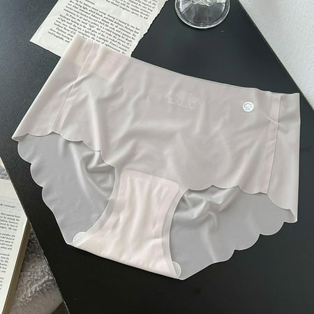 Pavied Cotton Underwear for Women Tummy Control Underwear Girls Ice Silk Traceless Summer Thin Silk Pure Desire Skin Friendly Translucent Pants Seamless Underwear Panties for Women Dark Gray L