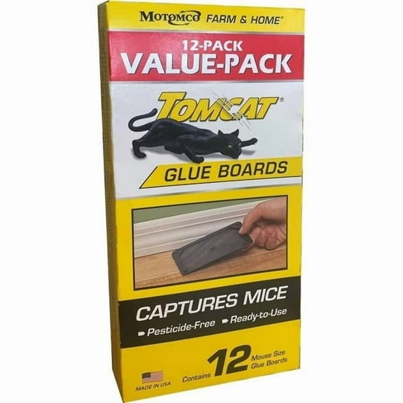 Motomco 080263 Yellow Tomcat Mouse Glue Boards - 12 Count