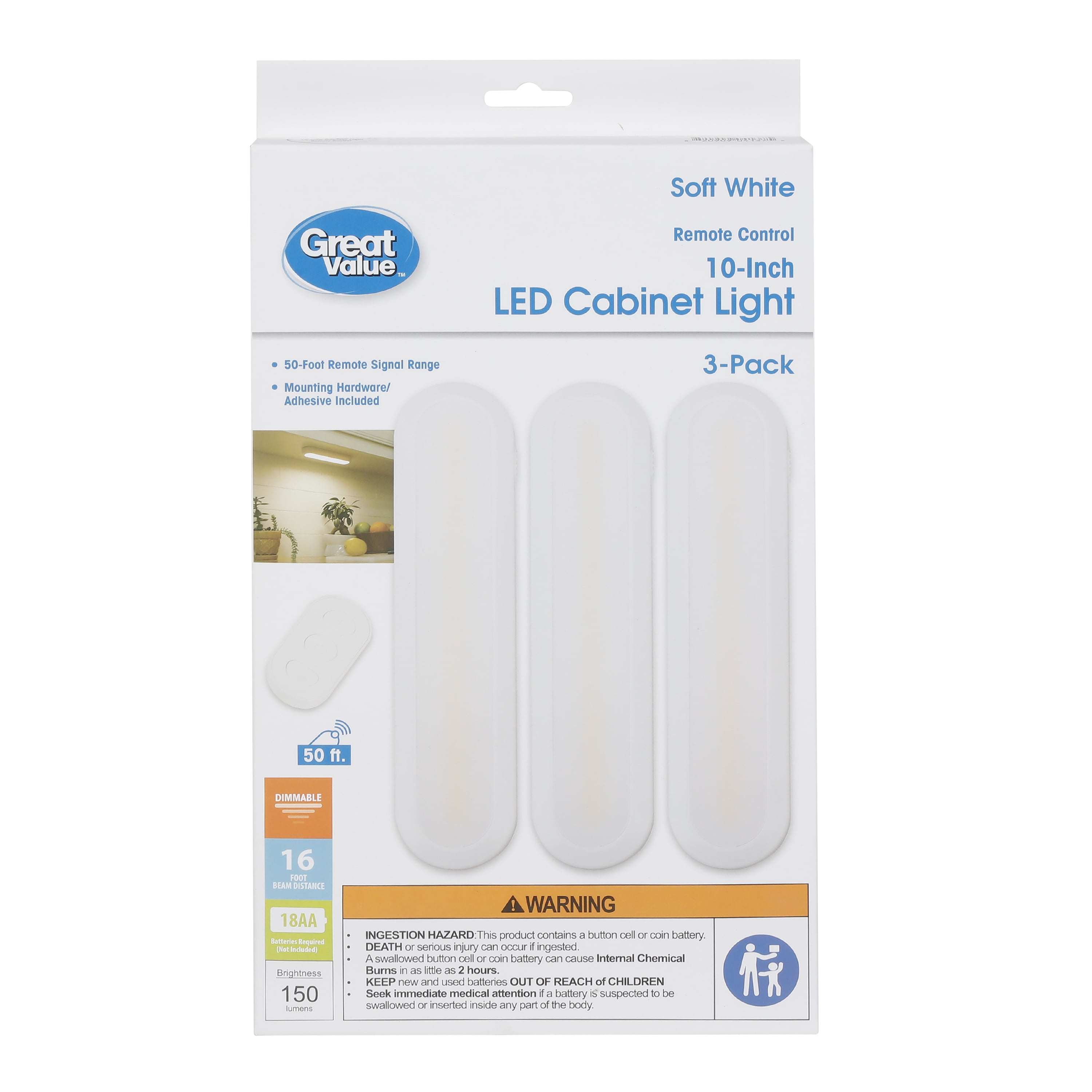 Great Value 10" 3PK Lights, Battery Operated