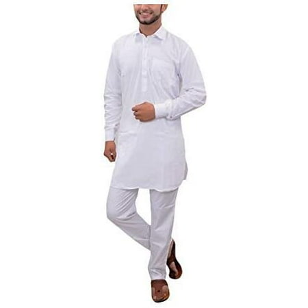 

Royal Kurta Mens Cotton Pathani Suit White