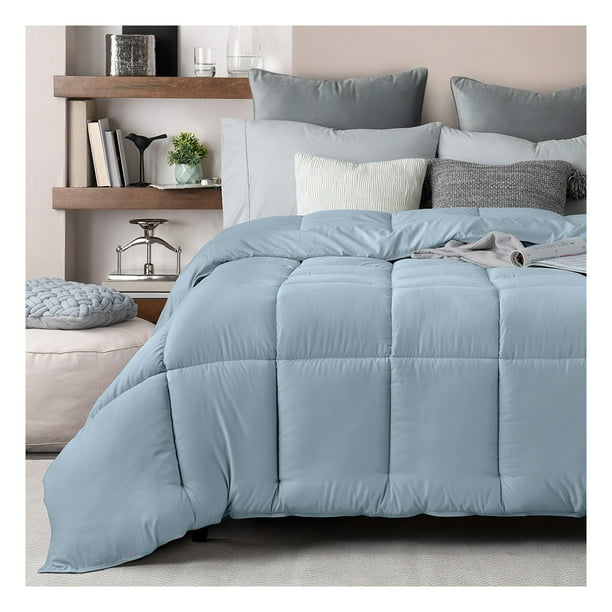 Edredón Matrimonial Acolchado Reversible Esquimal Relleno Down, Compatible Con Funda Duvet Azul