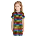 thumbnail image 5 of Balery Rainbow Chequerboard Conjunto de Pijama Infantil de Manga Corta con Estampado – Ropa de Dormir de Algodón Suave-Small, 5 of 5