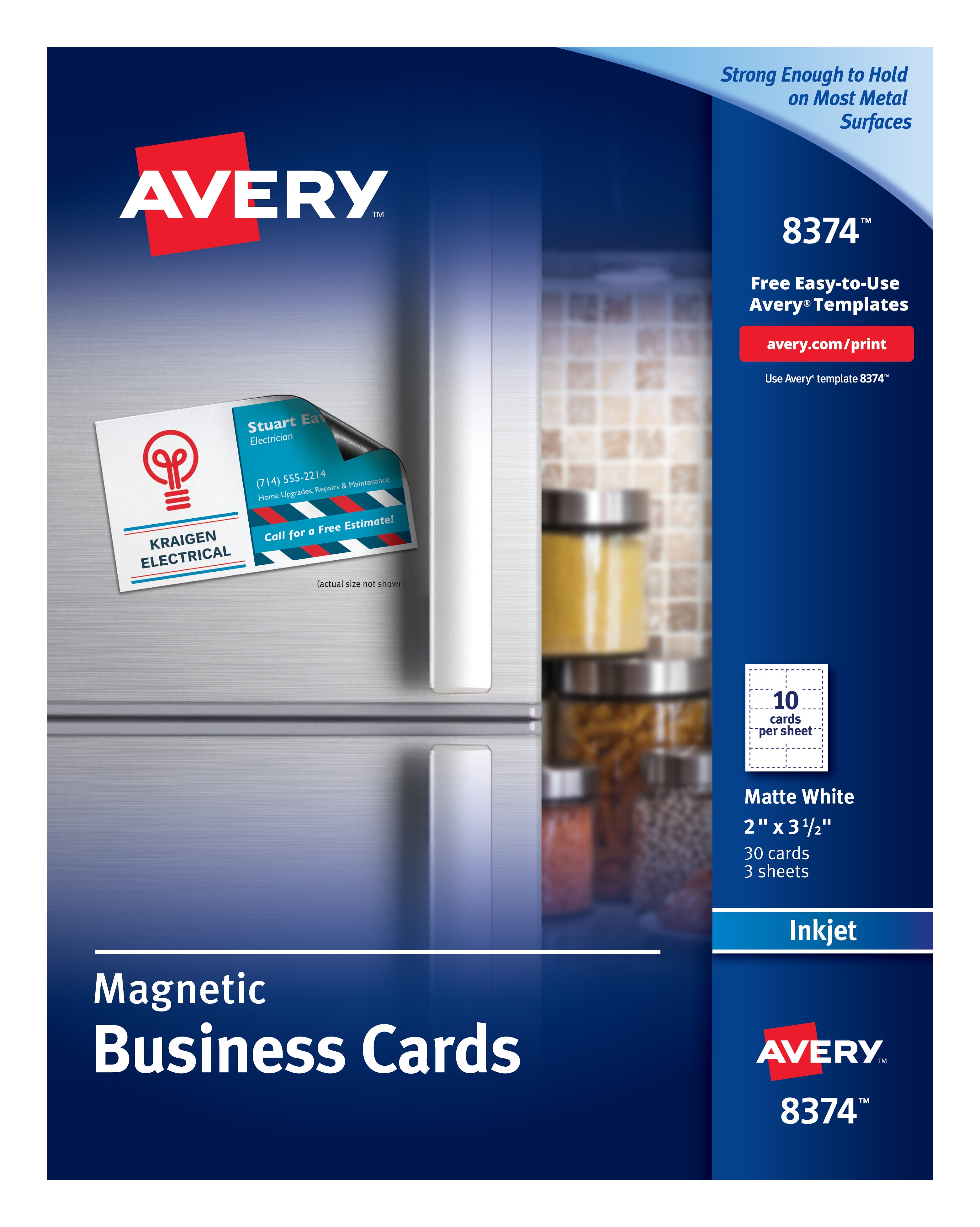 Avery 8374 Magnetic Business Cards 2 X 3 1 White 10 Per Avery 8374 Magnetic Business Cards 2 X
