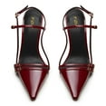 thumbnail image 3 of YDN Women Buckle Slingback Stiletto High Heels Thin Strap Pointed Toe Pumps Sexy Evening Themed Party Sandals Size 6 Burgundy, 3 of 5
