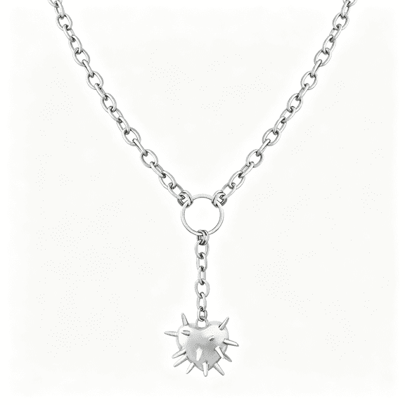 DESIGNICE Silver-Tone Spike Heart Choker, Gothic Emo Punk Grunge Y2K Aesthetic Necklace, Goth Jewelry, Christmas Jewelry Gift Edgy Spike Necklace
