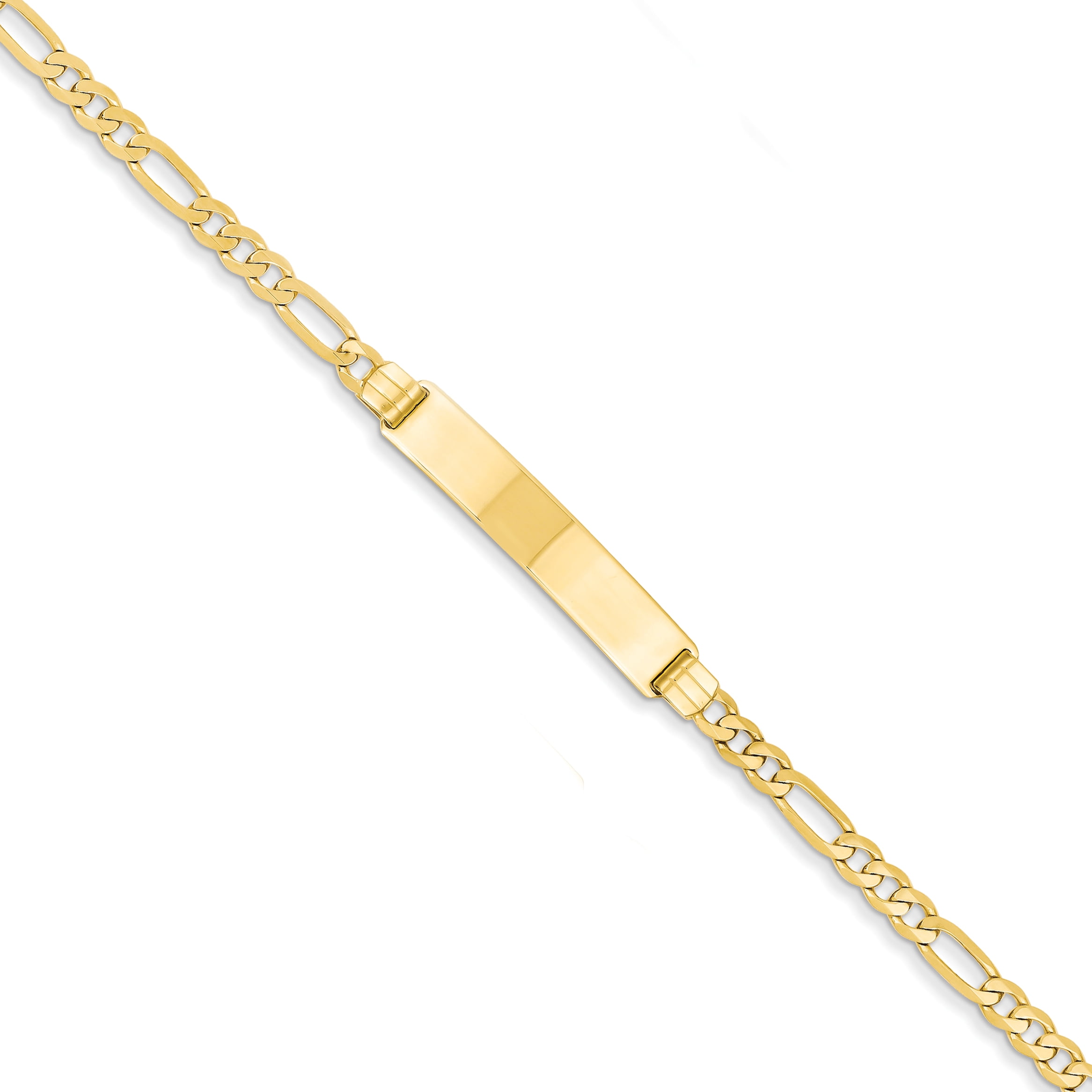 14k Yellow Gold Figaro Name Bar Identification Id Bracelet