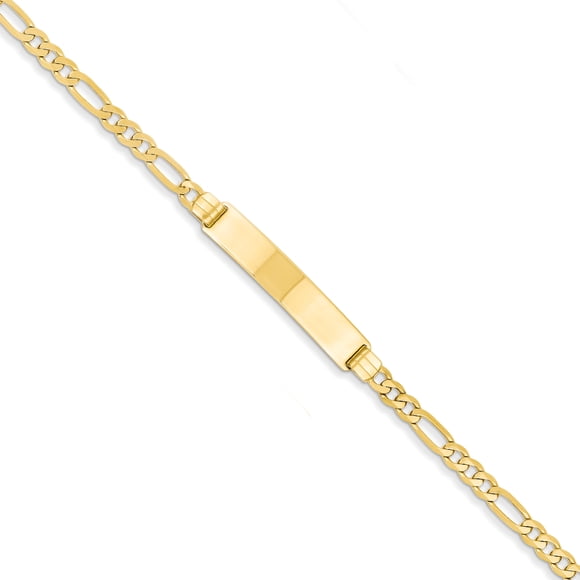 14k Yellow Gold Figaro Name Bar Identification Id Bracelet