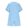 thumbnail image 5 of Htigea Clearance Women's Summer Casual Sleeveless Romper Loose Spaghetti Strap Overalls Shorts Jumpsuit with Pockets 2025 Clothes Today Sales Sky Blue,XL, 5 of 7