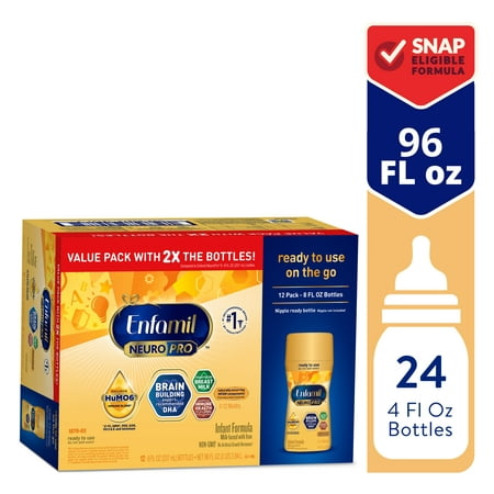 Enfamil NeuroPro Baby Formula, Triple Prebiotic Immune Blend with 2'FL HMO & Expert Recommended Omega-3 DHA, Inspired by Breast Milk, Non-GMO, Ready-to-Use Liquid, 8 Fl Oz (12 count)