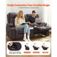 thumbnail image 2 of KFFKFF Manual Reclining Loveseat Sofa with Center Console, Faux Leather Upholstery, USB Ports, Cup Holders, and Storage Pockets, Dual Recliner Chair for Living Room or RV, Brown, 2 of 9