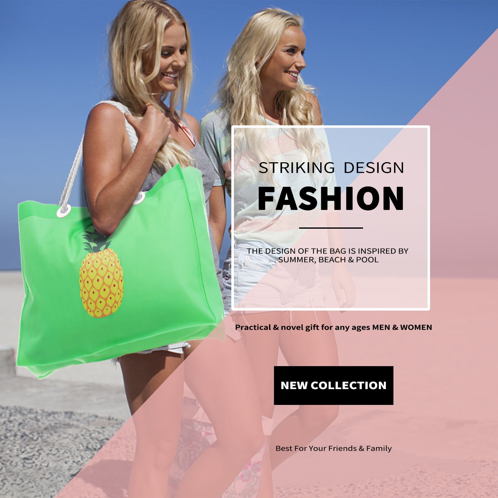 Large clear top beach bag