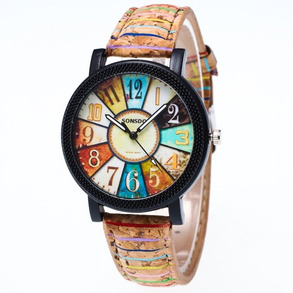 Miarhbharajuku Bracelet en Cuir Motif Graffiti Analogique Quartz Vogue Montres-Bracelets (Montre pour Femmes)