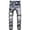 Blue, variant on Men's Fashion Washed Straight Fit Slim Jeans Patch Ripped Fashion Denim Pants Blue XXL