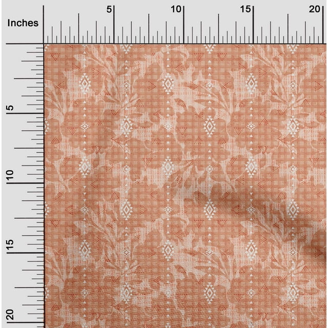 oneOone Tissu Cambric Coton Rouille Marron Feuilles & Floral Géométrique Matériel de Robe Tissu Imprimé Tissu au Mètre 42 Pouces de Large