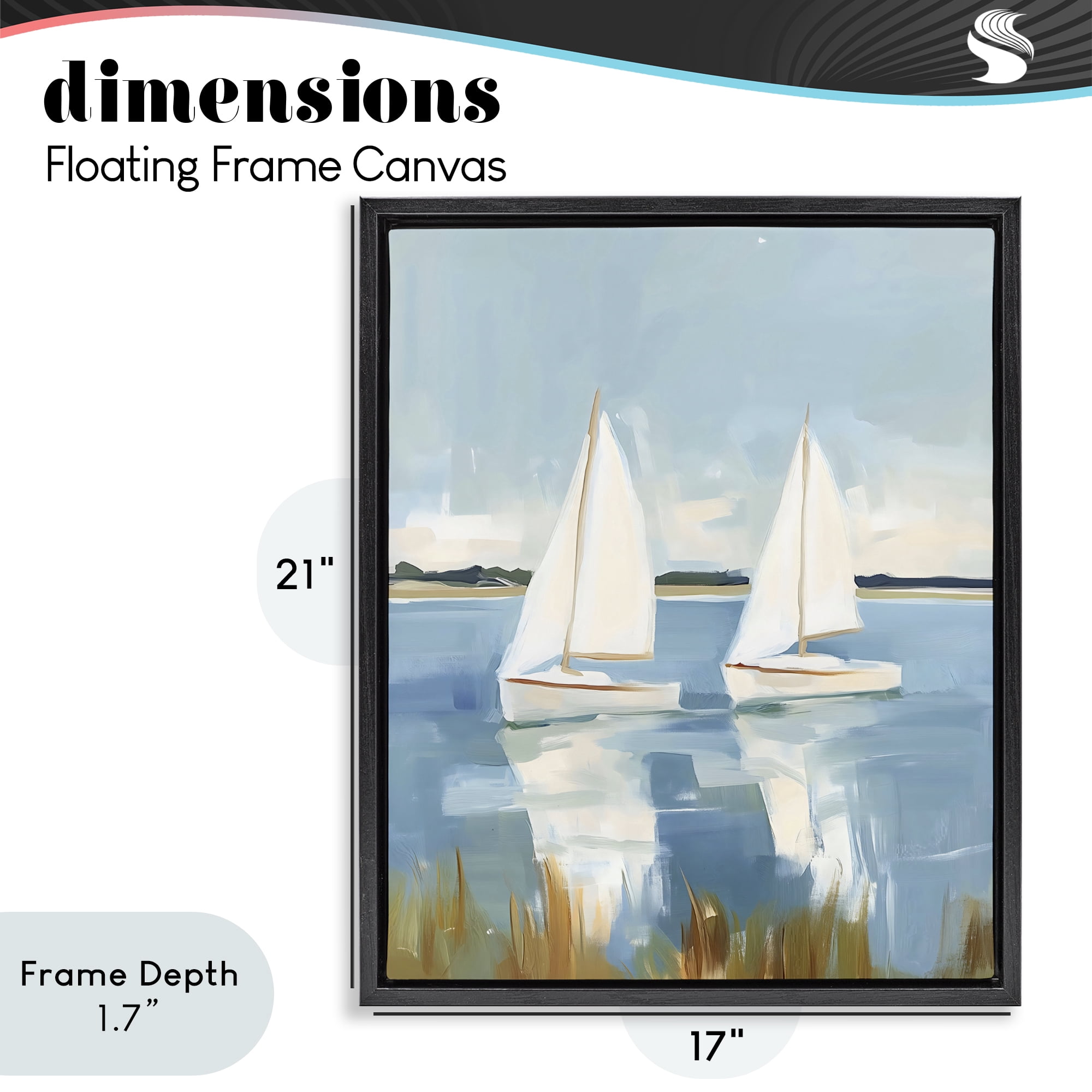 Stupell Industries Twin Sailboats By Shore Black Framed Floater Canvas Wall Art, design by The Prints Vibe