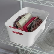 (6 pack) Mainstays Medium Open Plastic Storage Bin with Handles, White