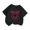 thumbnail image 3 of Chemises Filles Enfant Mignon Mode Imprimé Col Rond Manches Courtes Tee Décontracté Ample Été Hauts Filles Noir 10 Ans-12 Ans, 3 of 5