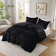 thumbnail image 6 of 3 PCS Full/Queen Solid Faux Fur Comforter Mini Set Black, 6 of 8