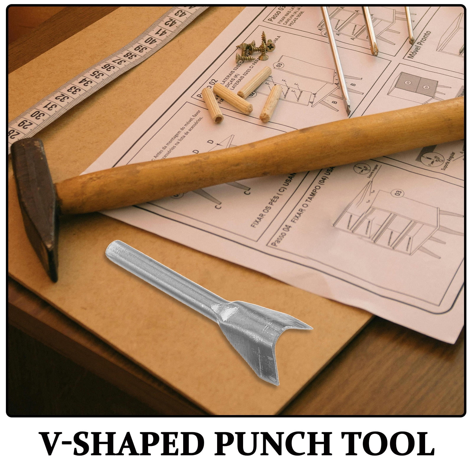 WEUVEB 7-Piece Heavy Duty Punch Tool Set High-Carbon Steel for Professional Crafting and Projects