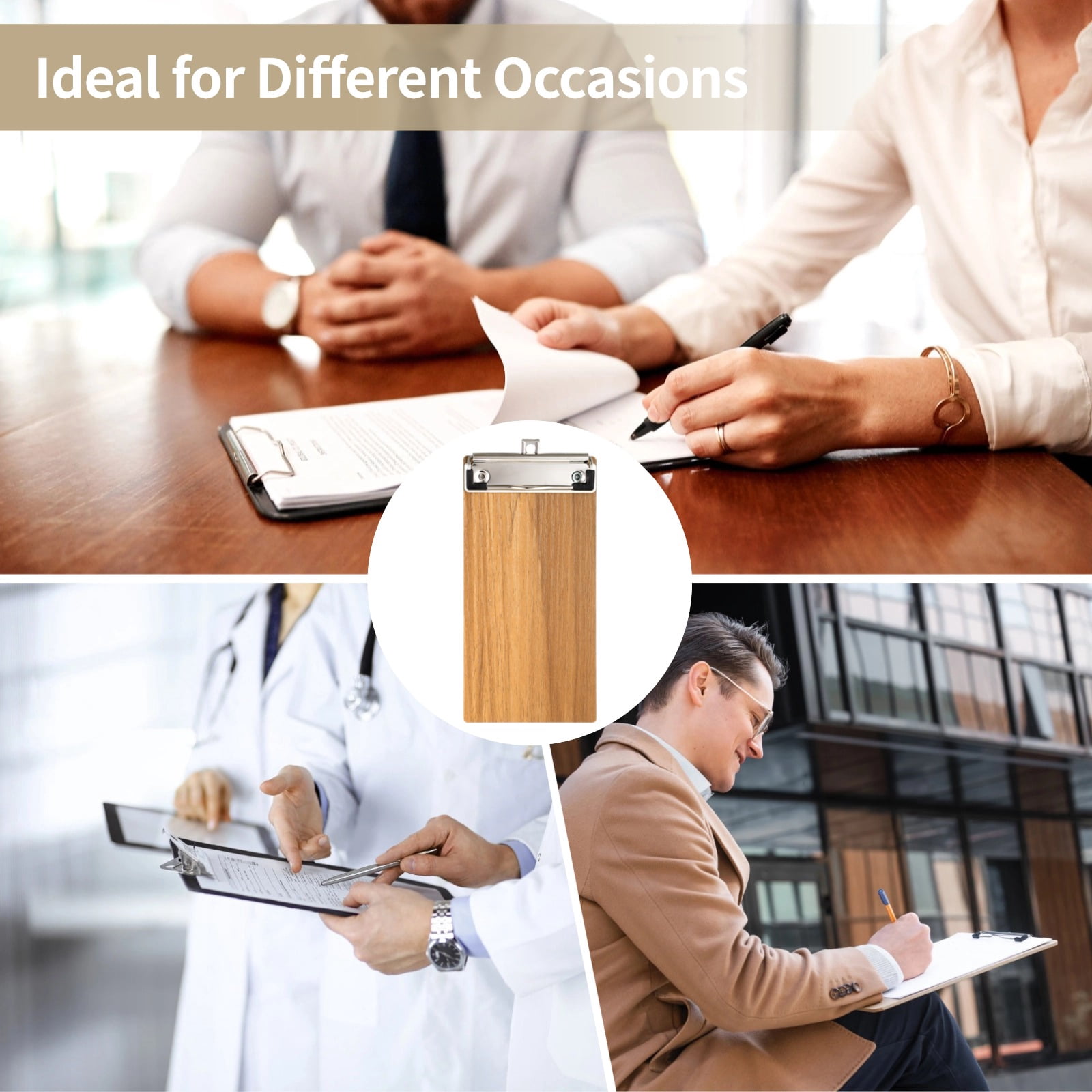 30 Pack Wooden Mini Clipboards (7.9"×3.9") - Bulk Low Profile Clipboards with Retractable Loops for Restaurants, Office, School & Events | Menu Server Holders for Business