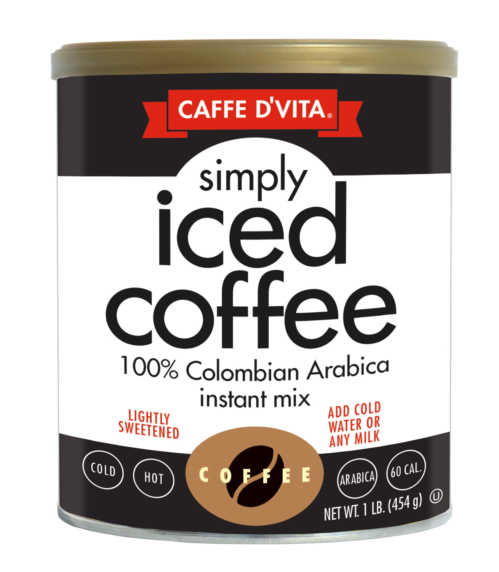 Caffe D'Vita 100% Colombian Arabica Medium Roast, Instant Coffee, 16 Oz