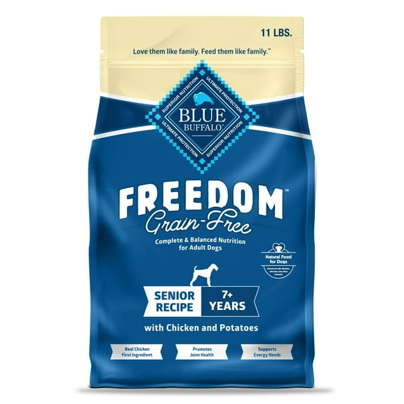 Blue Buffalo Freedom Grain-Free Senior Dry Dog Food, Chicken & Potatoes, 11-lb. Bag