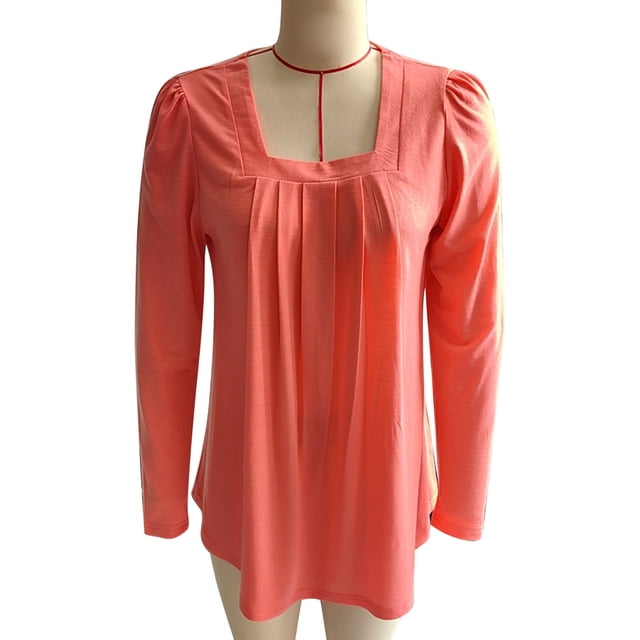 Camiseta Casual De Manga Larga,Top De Manga Larga Plisada con Parte Delantera De Manga Larga para Mujer Top Informal De Manga Larga para Mujer Diseño Exquisito