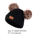 thumbnail image 4 of Sonducket Bufanda Conjunto de gorro y guantes para niños Gorro de punto Gorro Delicados productos para niños Estirable Clima frío Cómodo Bufanda rosa Sombreros bola de pompón marrón negro, 4 of 6