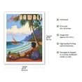 thumbnail image 2 of Aloha Hawaii - Hawaiian Woman watching Outrigger Canoe (Wa’a) - Vintage Hawaiian Travel Poster by Rick Sharp - Fine Art Matte Paper Print (Unframed) 20x26in, 2 of 4