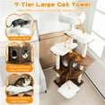 thumbnail image 4 of Demi Bonn 71" Wood Cat Tree Tower for Indoor Cats, Multi-Level Cat Condo with 10 Scratching Posts, Perch, Washable Removable Cushions, Cat Furniture, Brown, 4 of 8