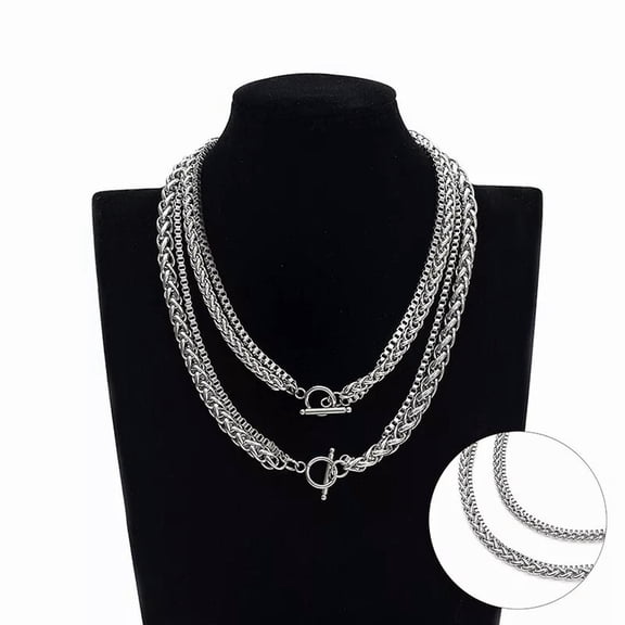 HOOUN New Multilayer Chain Double-layer Necklace Stainless Steel Jewelry for Men Gifts
