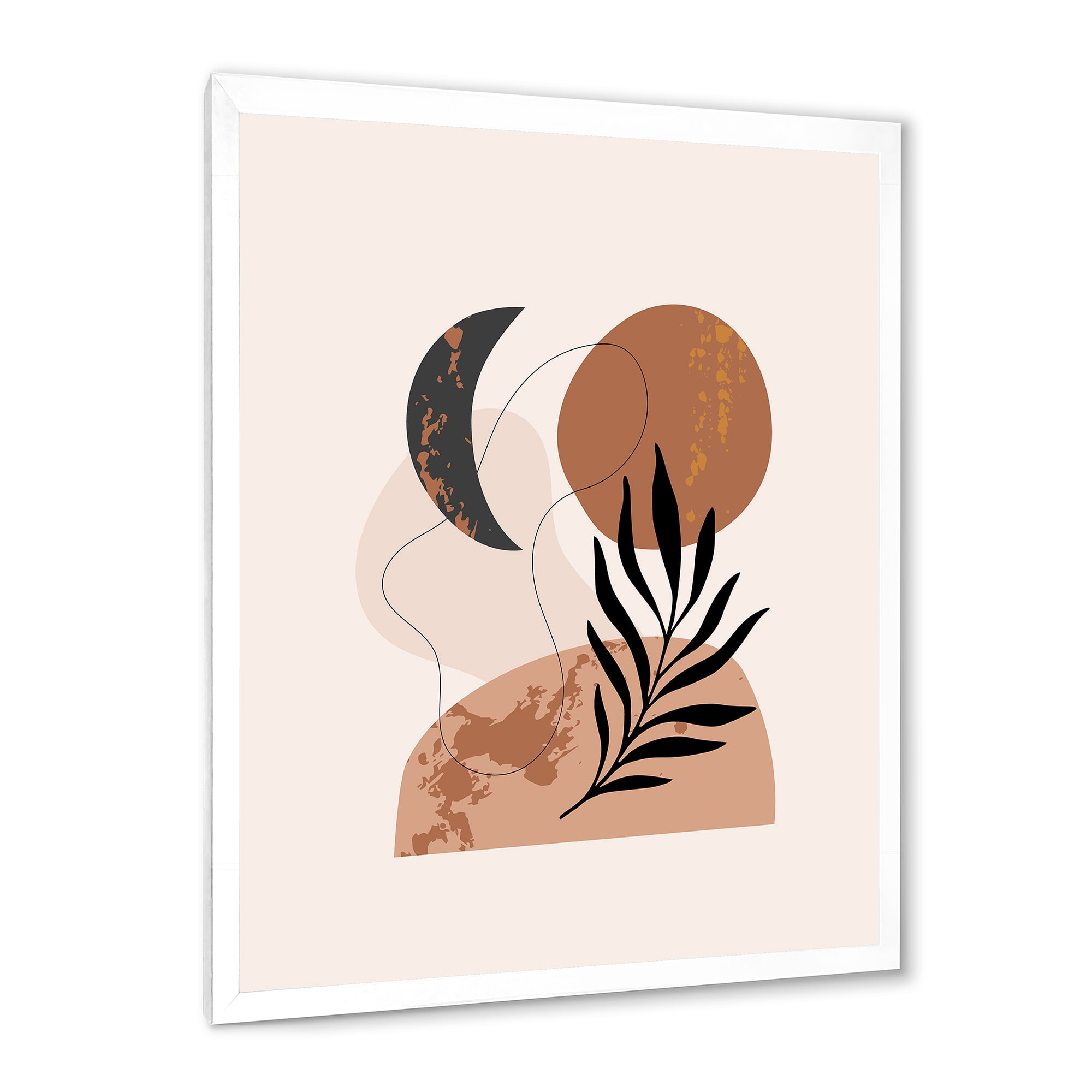 Designart 'Sun and Moon Shapes In Retro Terracotta Tones I' Modern Framed Art Print
