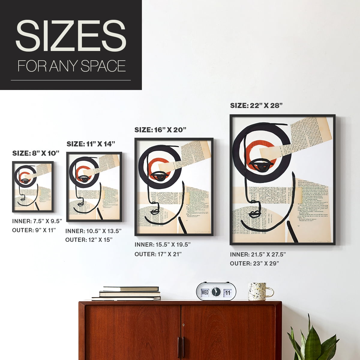Faces of A Century I in Paper Solid Wood 16 x 20 Framed Print