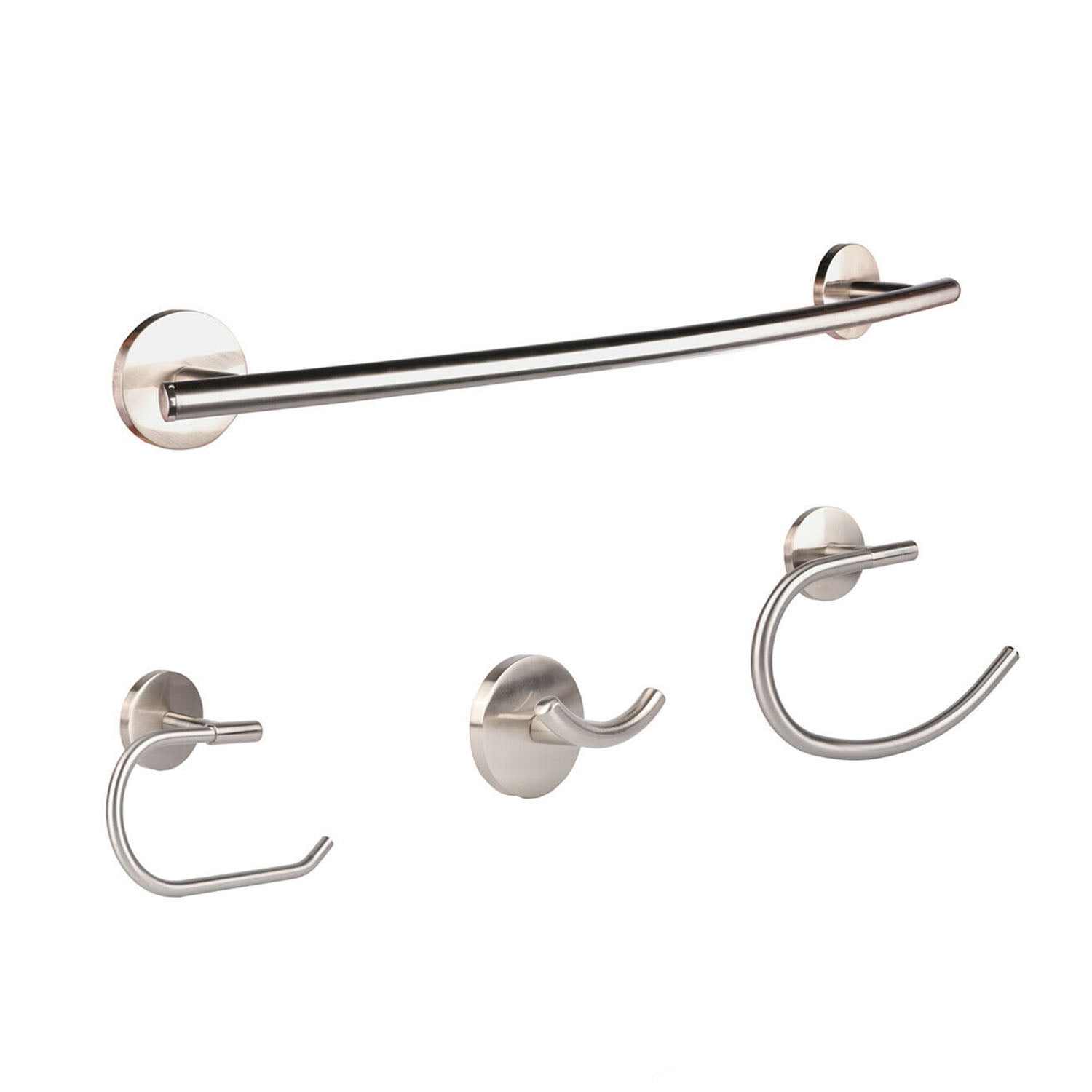 Brushed Nickel 4-Piece Bathroom Hardware Set with Stainless Steel Finish