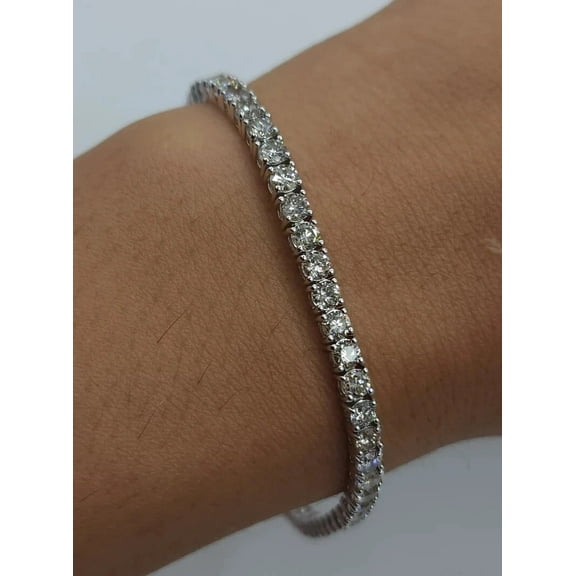 4mm Round Cut Lab Created Diamond Tennis Gorgeous Women's Gift Bracelet 14k White Gold Plated Silver 7 Inch