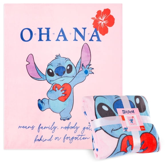 Manta Disney Stitch de forro polar suave, 150 x 130 cm, rosa