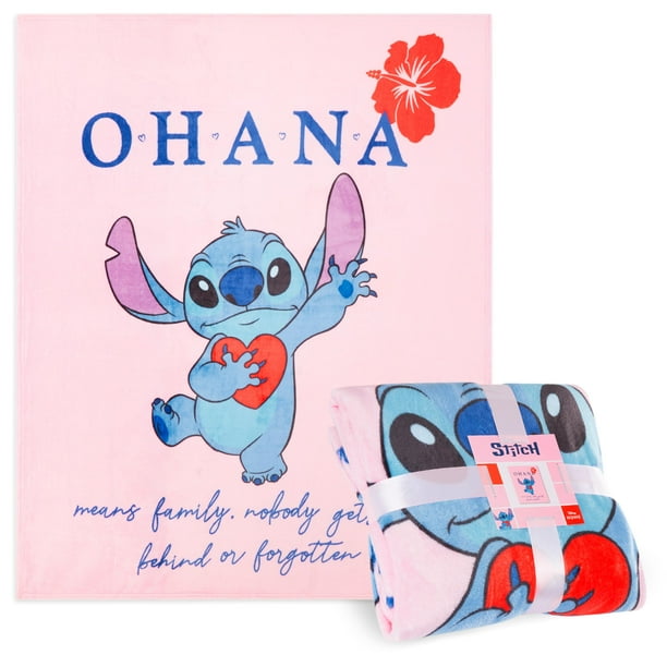 Manta Disney Stitch de forro polar suave, 150 x 130 cm, rosa