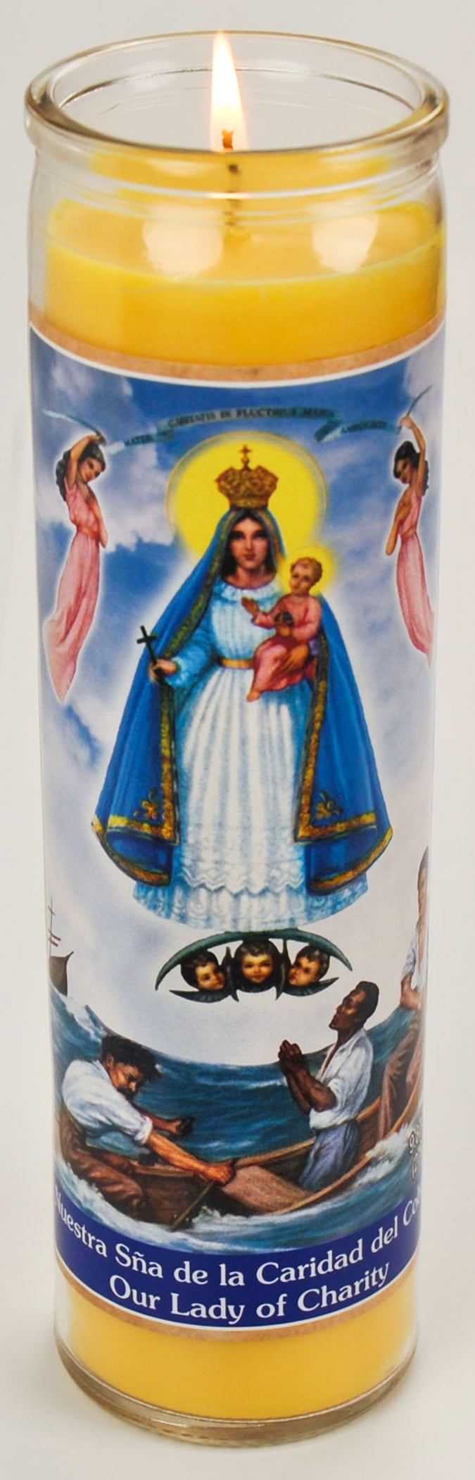 (2 pack) Prayer Candle Caridad Del Cobre Yellow Wax, 8 Inch
