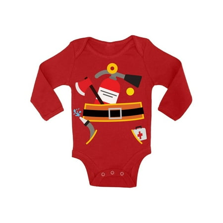 

Baby T Shirts For 18M - Baby 6 - 12 - 18 Months - Funny Fireman Long Sleeve Bodysuit