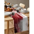 thumbnail image 6 of ERUNPONLY Red Grey Oil Painting Table Runner - 72 Inch Long Abstract Modern Street Smear Art Cotton and Linen Blended Dress Scarves Farmhouse Table Runner for Kitchen Dining, Coffee Table, 18"x72", 6 of 8