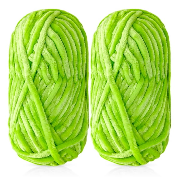 2 Pack Chenille Yarn for Crochet and Knitting Polyester Chenille Velvet Yarn Blanket Amigurumi Yarn DIY Scarf HandCrafts Weaving Thread 100g/Roll Type 7