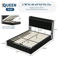 thumbnail image 3 of Lift Up Storage Bed Frame, Upholstered Velvet Bed with Storage Headboard & Sturdy Wooden Slats Support, Metal Platform Bed, No Box Spring Needed, Noise Free, 3 of 8
