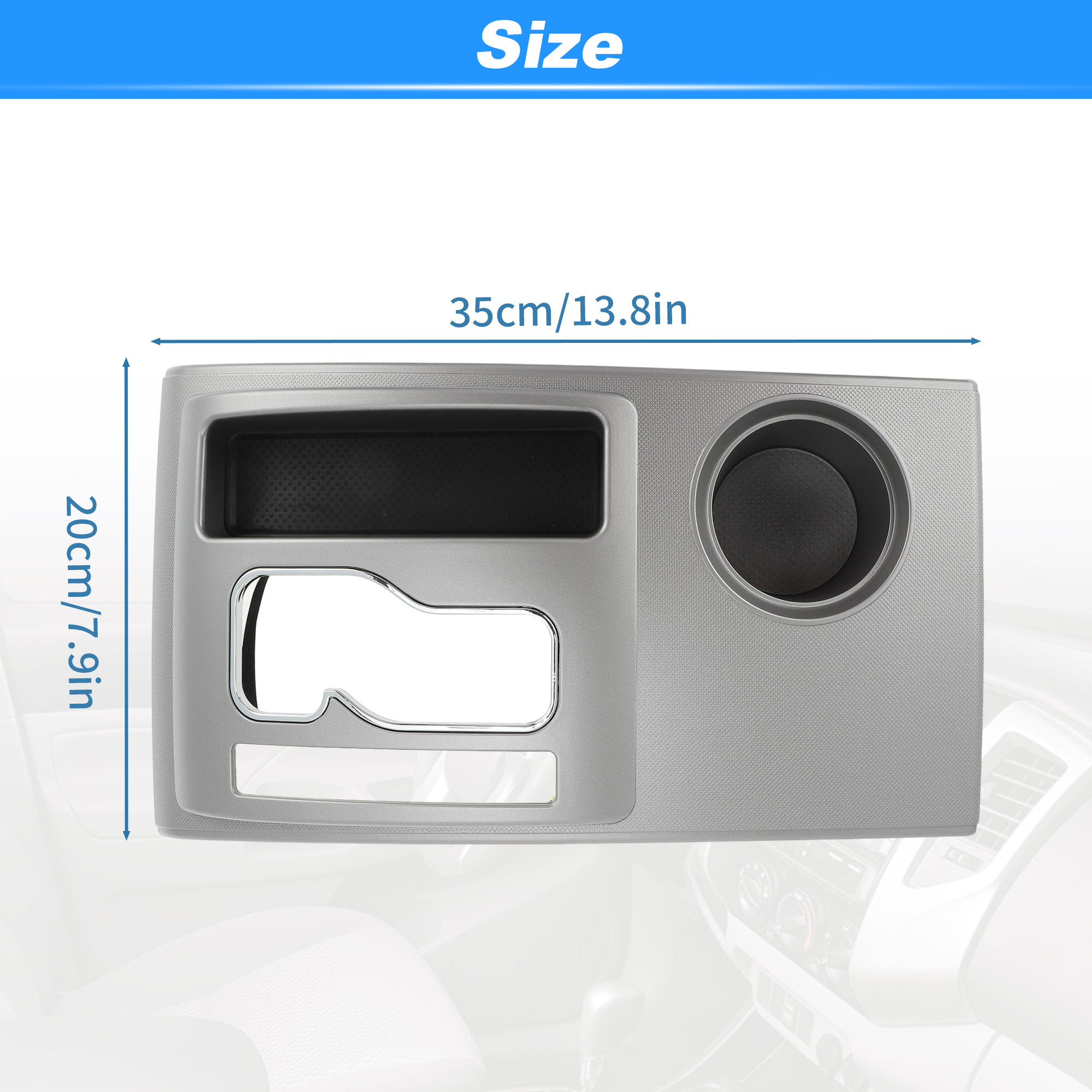 Unique Bargains No.58822AD010 Center Console Gear Shifter Bezel Shift Panel Cover Cup Holder for Toyota Tacoma 2005-2015 Silver Tone Interior Trim