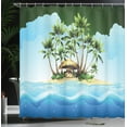 thumbnail image 3 of Ambesonne Island Shower Curtain, Tropic Lands Coconut Palms, 69"Wx70"L, Azure Blue Fern Green, 3 of 4