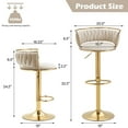 thumbnail image 5 of Velvet Swivel Bar Stools Set of 2 High Back Adjustable Bar Chairs with Golden Footrest for Kitchen Counter Square Island, Ivory, 5 of 5