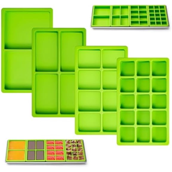 Mix Cavity Silicone Tray Dividers for Harvest Right Freeze Dryer Medium and Small Trays, 4 Pieces Green Silicone Trays for Harvest Right Freeze Dryer Accessories$$Home Decor, Kitchen, & Other