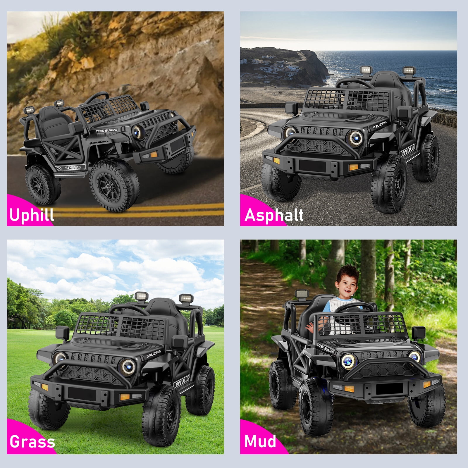 YunTopKids 12V Ride On Cars Toys for Kids,Power Car Wheels with Parent Remote Control,Bluetooth Music,LED Lights,Black