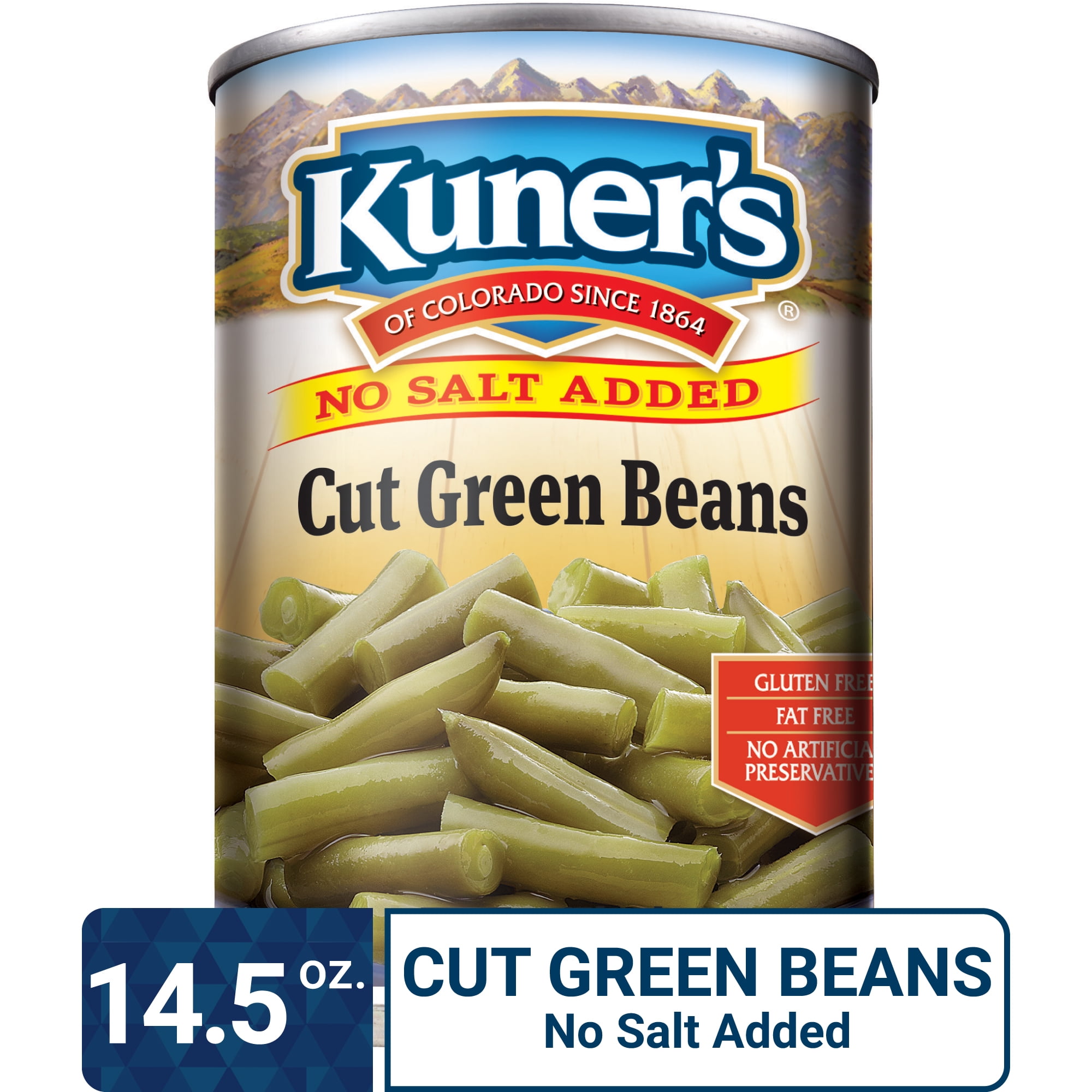 Kuner's Cut Green Beans, No Salt Added, 14.5 oz, Can