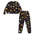 thumbnail image 2 of HELLHERO Halloween Pjs Set for Women Ghost Pumpkin Printed Pajama Crewneck Loungewear Spider Web Printed Sleepwear with Pockets, 2XL, 2 of 5