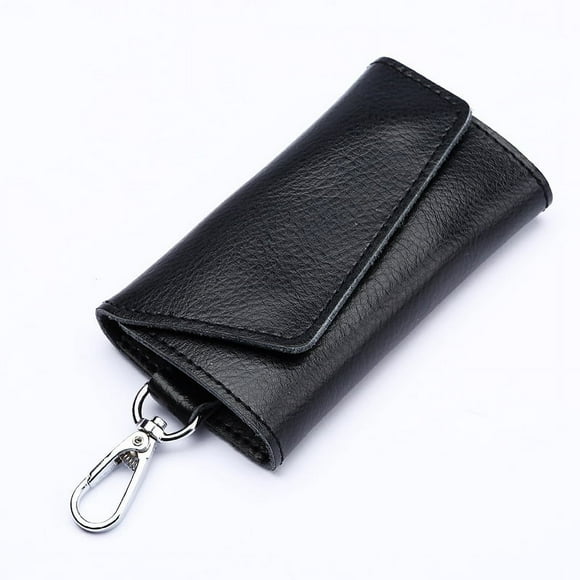 Leather Key Holder Case, Leather Key Holder Pouch (Black)